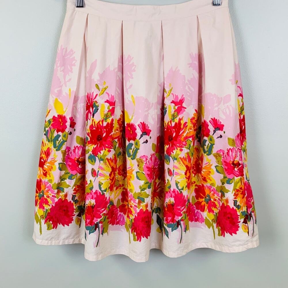 Garnet Hill Pink Floral Lined Skirt, Size 4